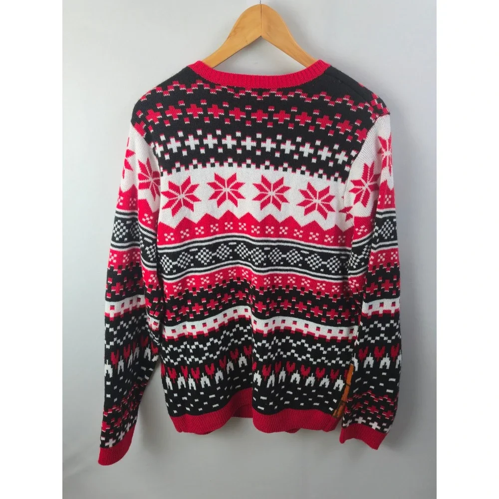 Holiday Time Holiday Mens Large Red Black Excellent Ugly Christmas Festive Party